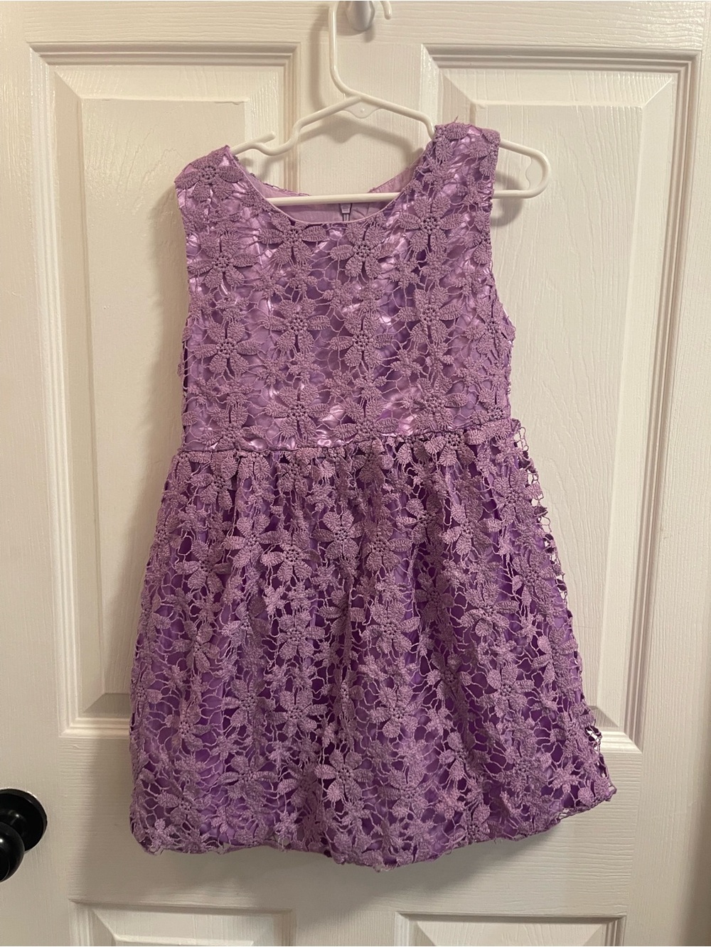Lavender Floral Lace Girls' Party Dress - Sleeveless